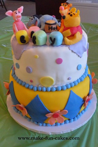 Winnie The Pooh Theme fondant cake topper 